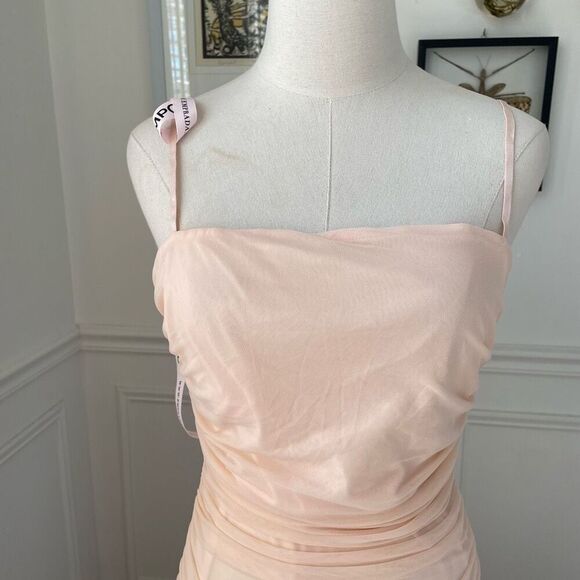 NWT Emprada Kana Blush Pink Ruched Mesh Slit Dress $110 XL - Picture 3 of 12